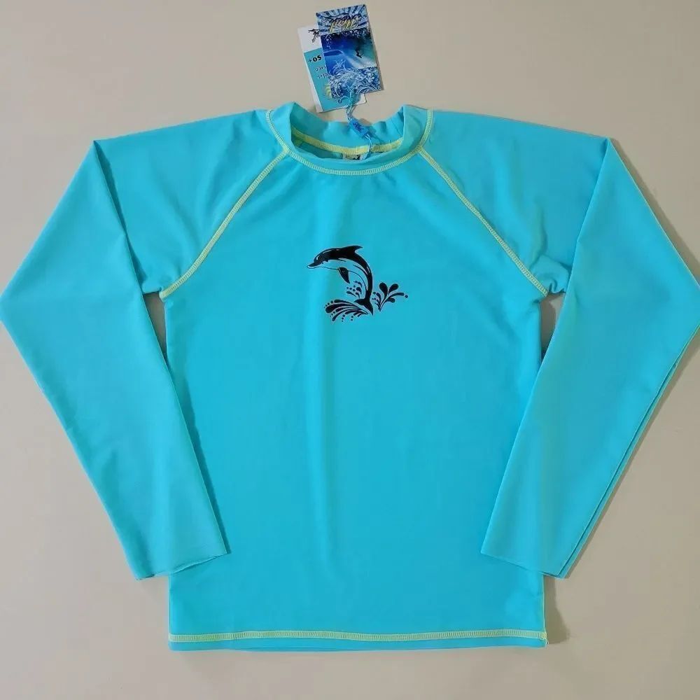 Heat Girl's Aqua Long Sleeve Rashguard Swim Shirt